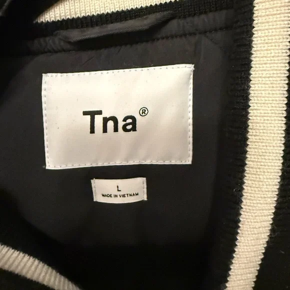 TNA Black Varsity Jacket with Red and White Embroidery - Picture 4 of 6